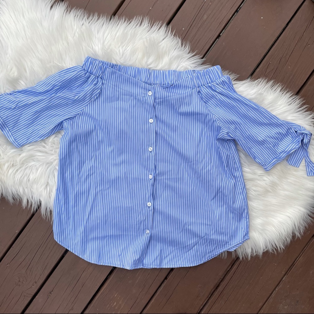 Haute project off the shoulder blouse button up